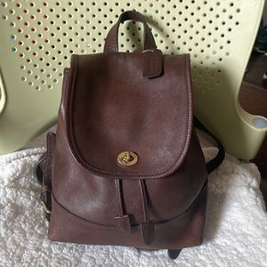 Vintage Coach Mahogany  Daypack Leather Drawstring Backpack 9791